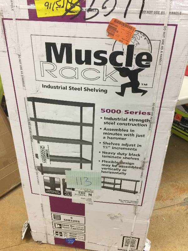 lot 113 image: Edsal 72 in. H x 48 in. W x 24 in. D 5-Shelf Steel Shelving Unit in Black open box never used