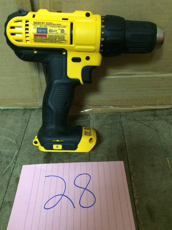 lot 141 image: Dewalt DCD771 20V MAX Cordless Lithium-Ion 12 inch Compact Drill Driver Bare Tool Never Used