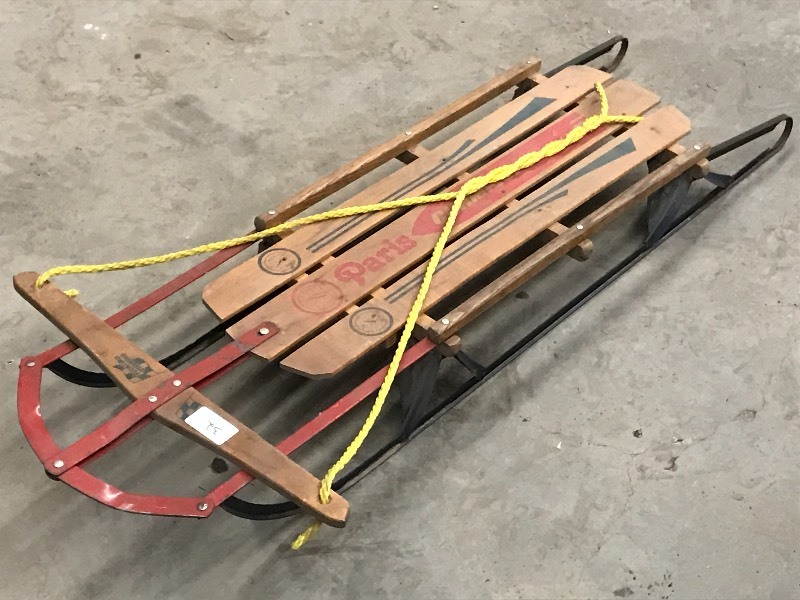 lot 32 image: Vintage Paris Snow Sled ...