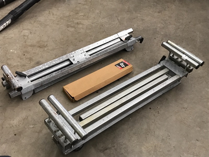 lot 36 image: Galvanized Folding Miter Saw Stand ...