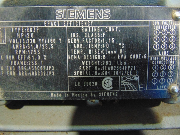 lot 66 image: 20 HP Electric Motor
