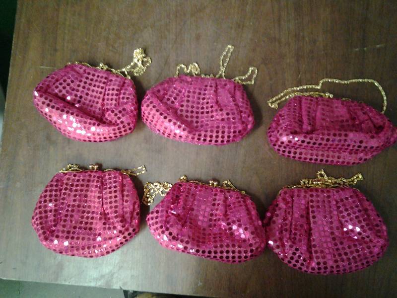 Set Of 6 Pink Sequin Clutches