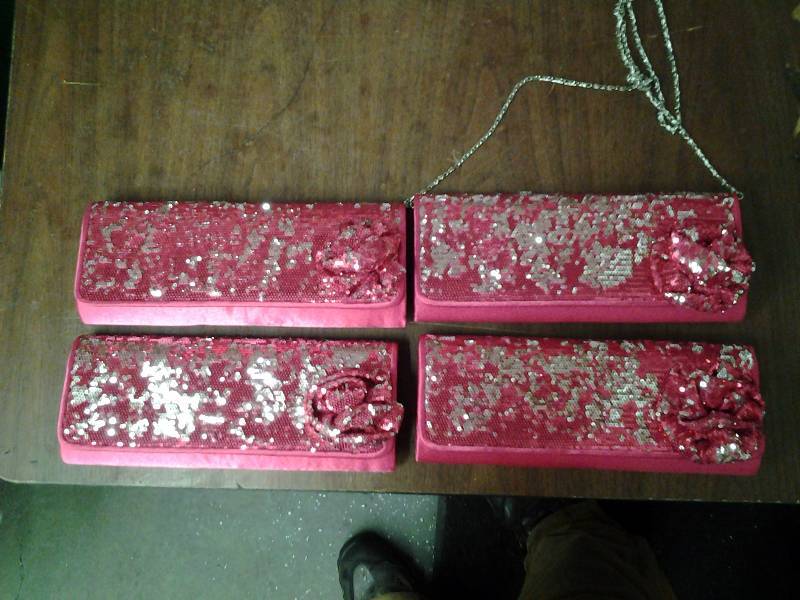 Set Of 4 Pink & Silver Sequin Clutches