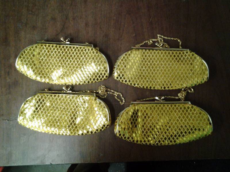 Set Of 4 Gold Glitter Clutches
