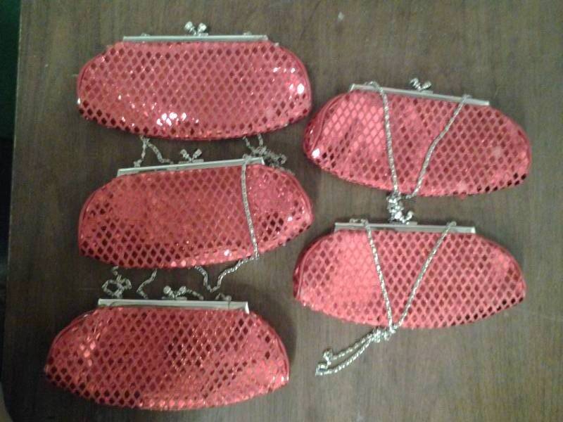 Set Of 5 Red Glitter Clutches