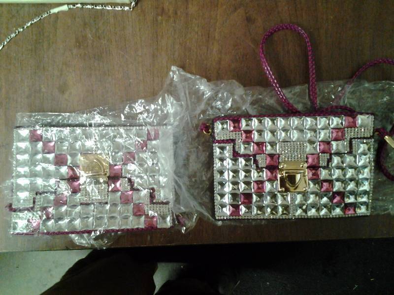 2 MagentaSilver Rhinestone Clutches