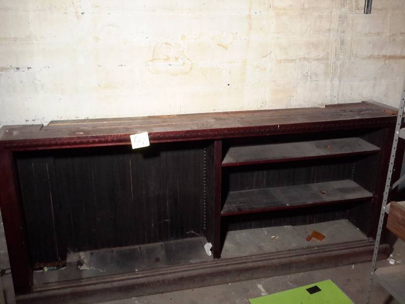 lot 49 image: Very large Back Cabinet.  Solid Dark Stained wood.. Probably walnut