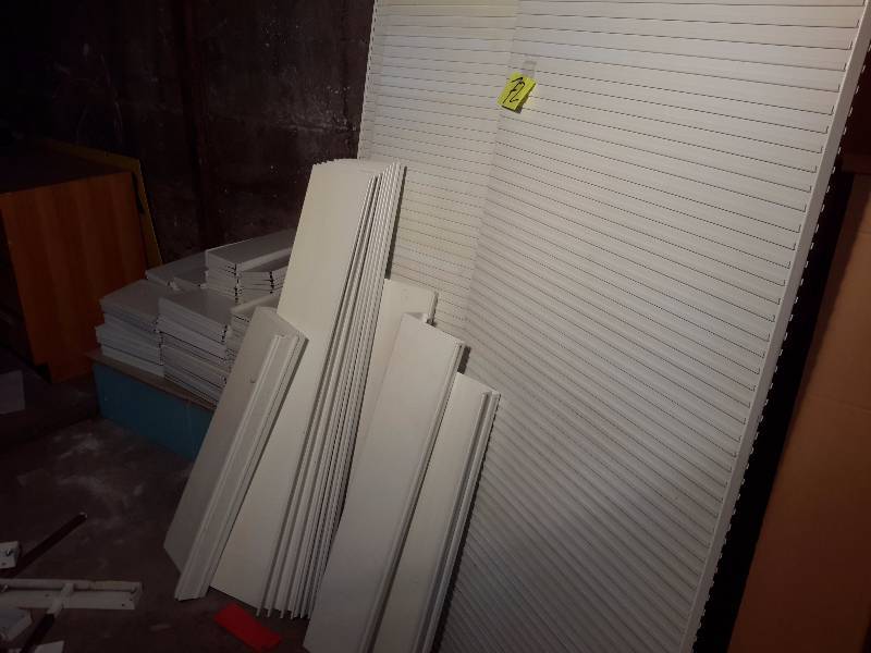 lot 72 image: Louvered shelf display boards and shelves as shown