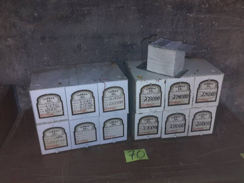 lot 70 image: 2 metal prescription storage boxes