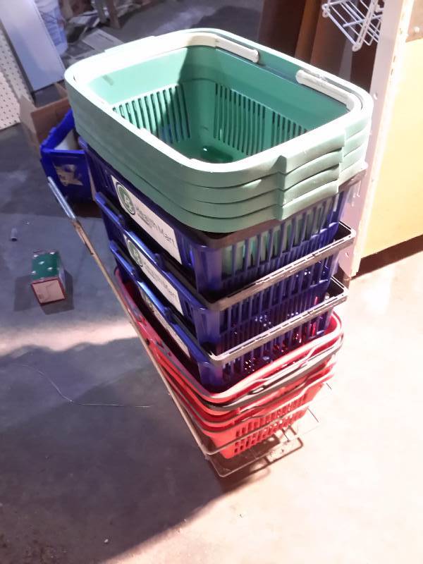 lot 79 image: Shopping Basket holder and Shopping baskets as shown