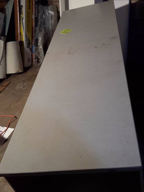 lot 82 image: White Topped Laminate Service Counter with simulated wood sides
