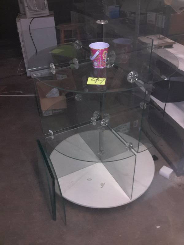 lot 99 image: 3 level Glass Display Rack as shown.. A few extra pieces of glass