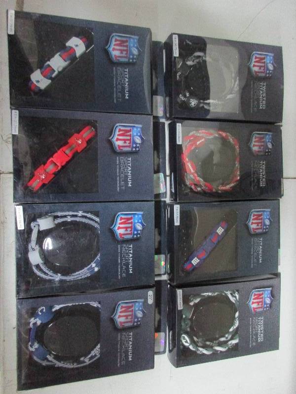 8 NFL lanyards and bracelets