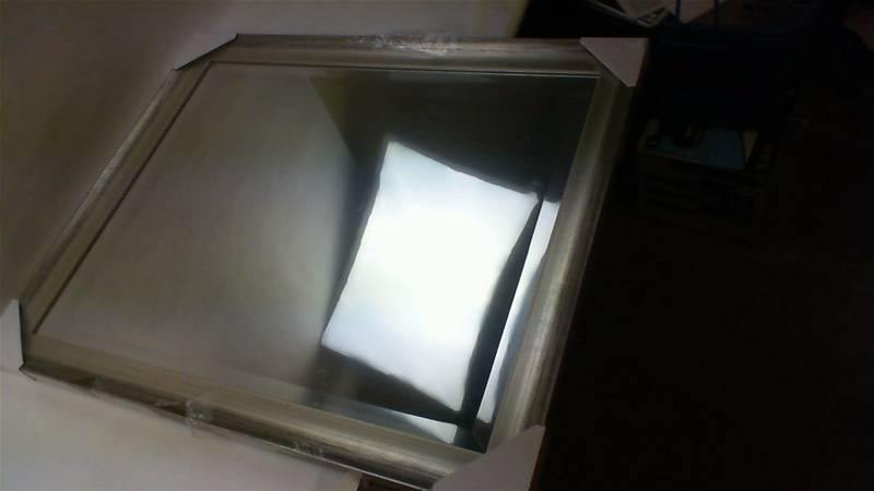 lot 19 image: Large silver Propac Images Brushed Beveled Wall Mirror, Silver, 28W x 34H in.