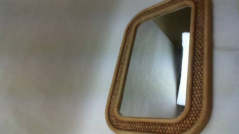 lot 23 image: Plastic Fake Wood Woven Mirror Good Condition