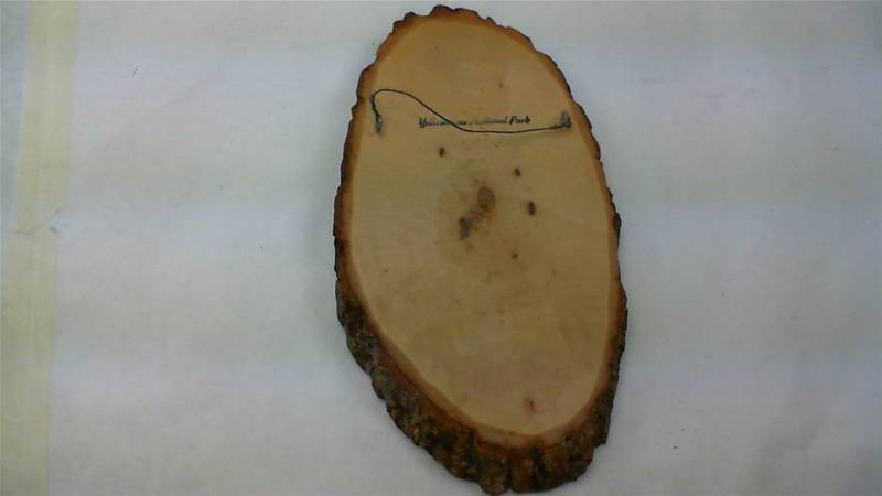 lot 26 image: Wood Slab with the poem Footprints from Yellowstone Natnl Park