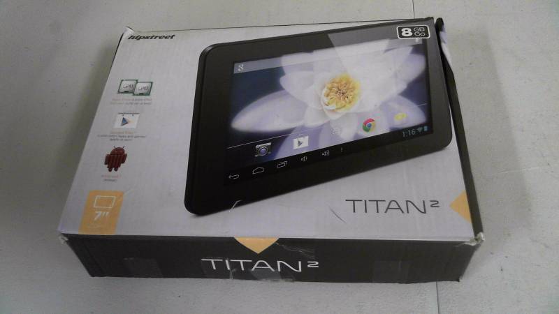 lot 436 image: Hip Street Titan2 HS-7DTB25-BND7 7in Tablet Doesnt Hold Charge with Original Box USB Charging Cable and Hard Case No Charger