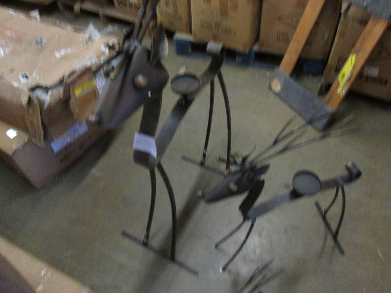 3 Large Metal Reindeer Candle Holde...