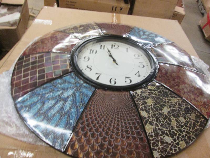 Mixed Print Wall Clock open box, un...