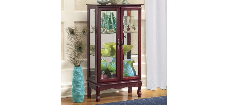 2-Door Lighted Cabinet in Cherry op...