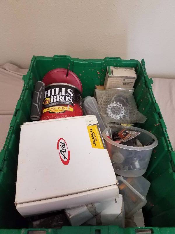 Tote Filled With Bike Parts