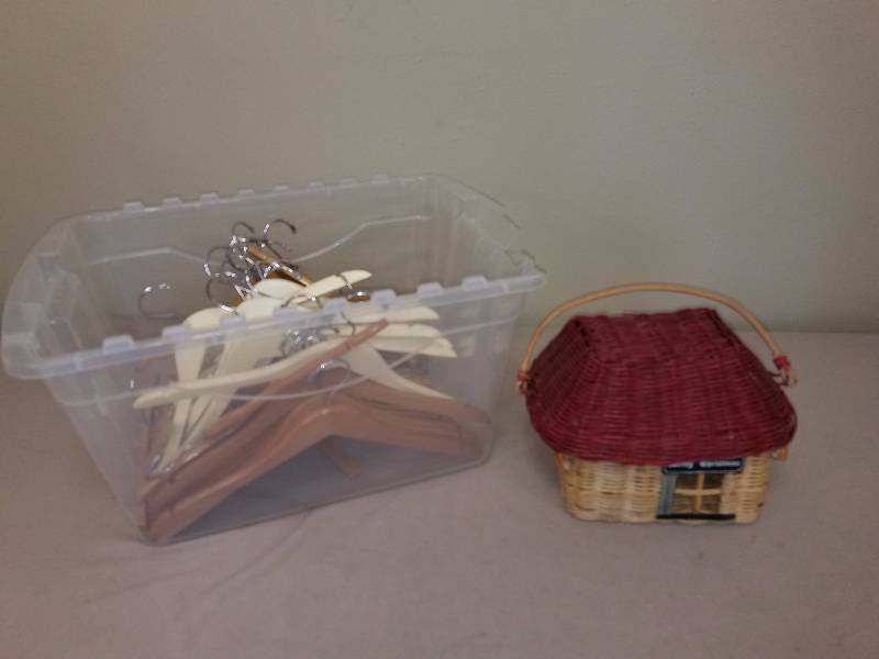 Tote of Wooden Hangers
