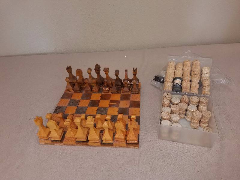 Wooden Chess Board with Extra Chest Pieces