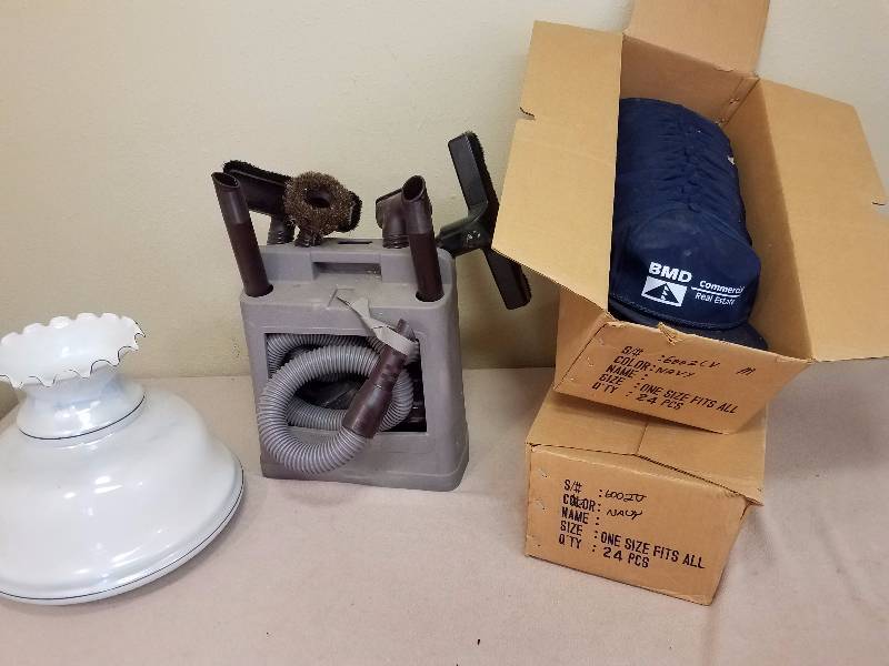 Hats, Chandelier and Vacuum Accessories Lot