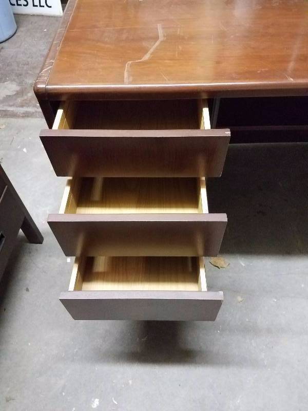 Vintage Wood Secretaries Desk with Olympia type writer built in�