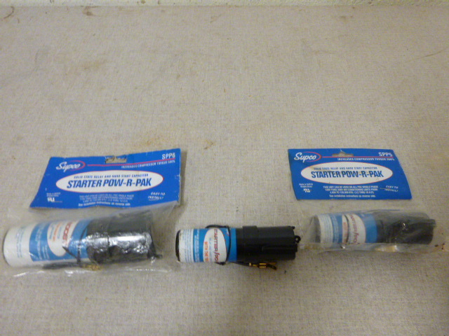 lot 39 image: 3 Supco Starter Pow-R-Pak Hard Start Capacitors