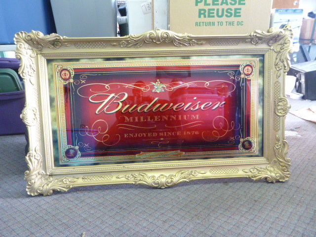 lot 165 image: Framed Budweiser Sign