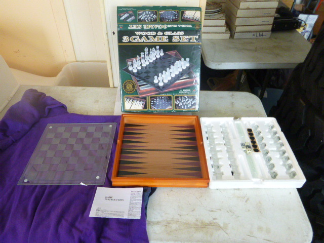 lot 241 image: Wood and Glass 3 Game Set