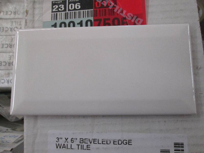 3x6 beveled edge snow white tile 10...