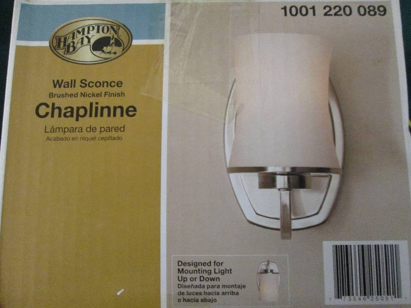 Hampton Bay wall scone brushed nick...