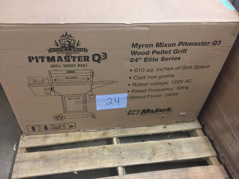 lot 24 image: MoJack 47102 Myron Mixon Pitmaster Q3 24-Inch Wood Pellet GrillSmoker, open box never used