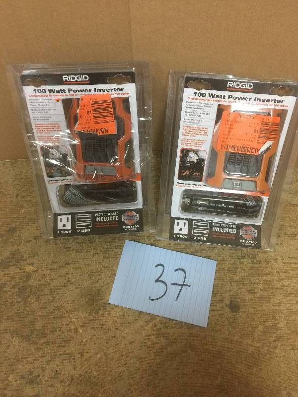 lot 37 image: Lot of 2  RIDGID 100-Watt Power Inverter