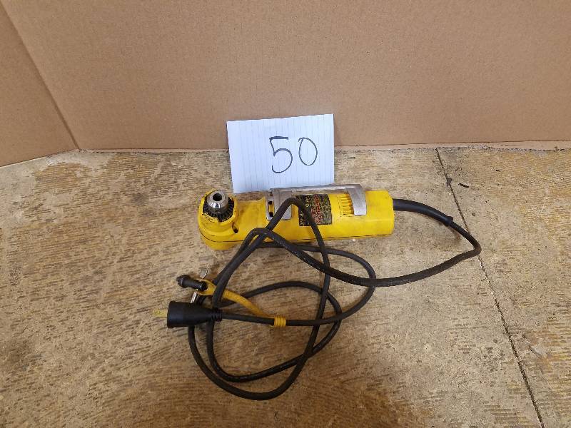 lot 50 image: DEWALT 38 in. (10 mm) Variable Speed Reversing Right Angle Drill used in working conditions