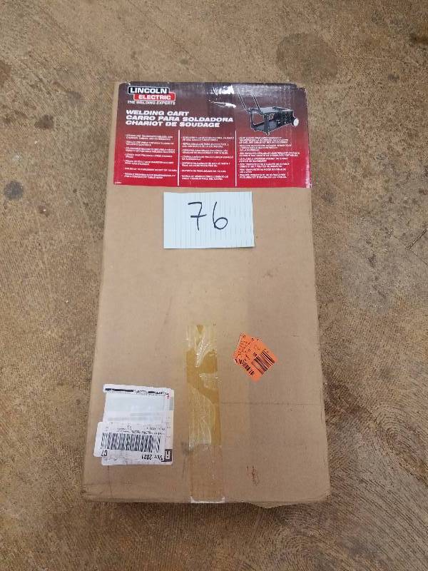 lot 76 image: 80 lbs. Metal Capacity Welder Cart  Model#  K2275-3  open box never used