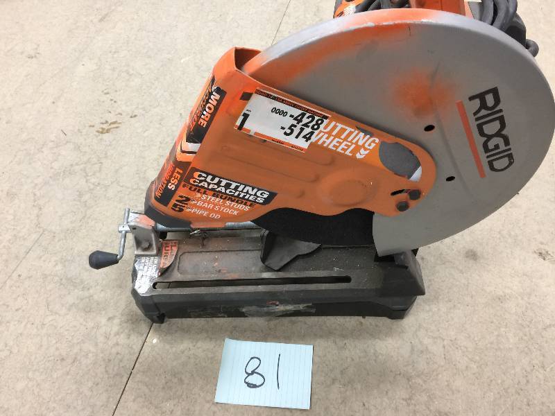 lot 81 image: Ridgid 15 Amp 14 in. Abrasive CutOff Machine R41421 used in working conditions