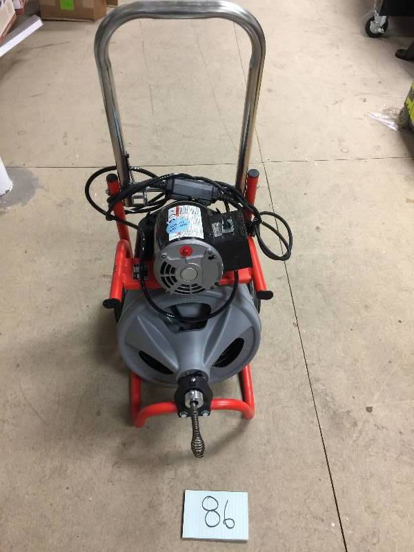 lot 86 image: RIDGID K-400 Drum Machine with C-32 IW Cable 75 ft in like new working conditions