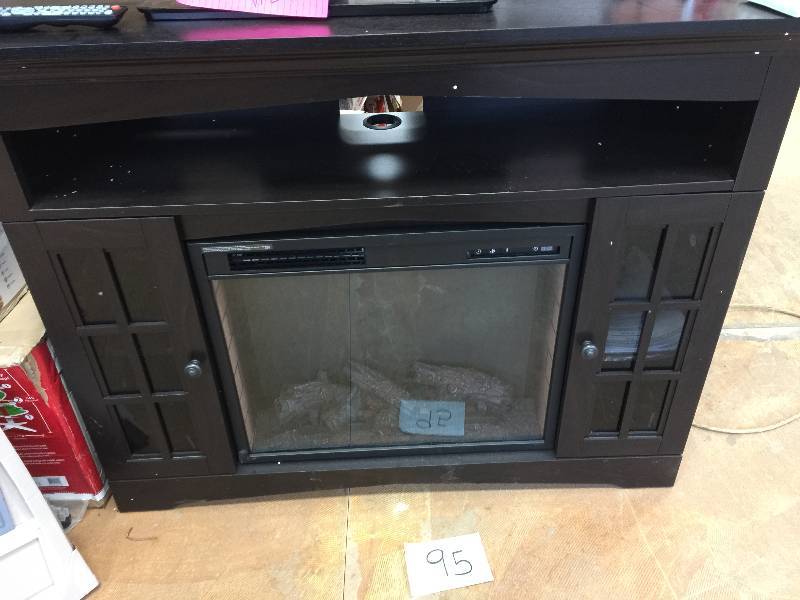 lot 95 image: Home Decorators Collection Avondale Grove 48 in. Media Console Infrared Electric Fireplace in Aged Black