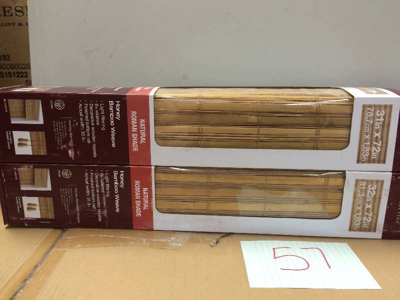 Lot of 2 Home Decorators Natural Roman Shade Honey BAmboo Flatweave Never used