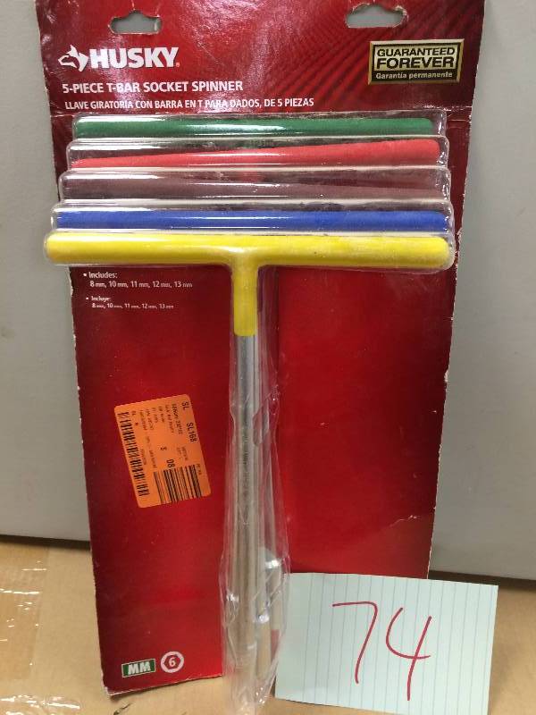 Husky 5 Piece T Bar Socket Spinner New