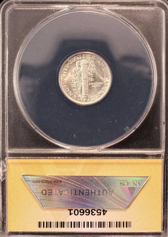 lot 02 image: 1940-S MERCURY SILVER DIME MS64 ANACS