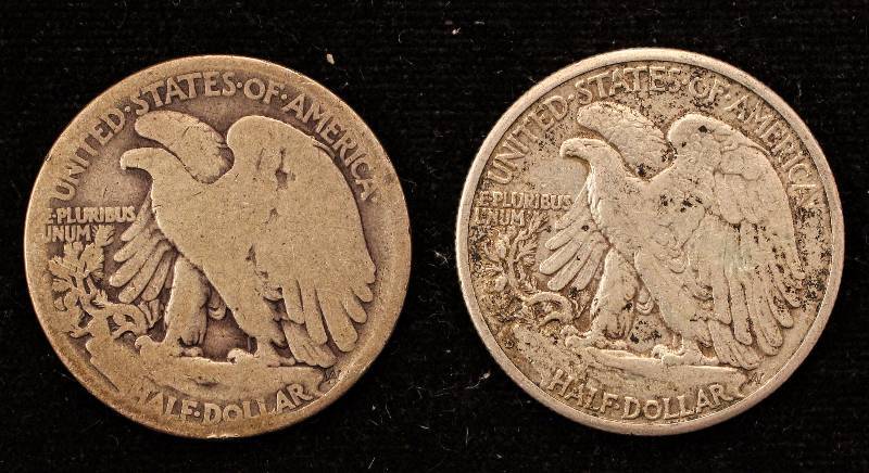 lot 14 image: GROUP OF 2 WALKING LIBERTY SILVER HALF DOLLARS 1920 & 1943-D