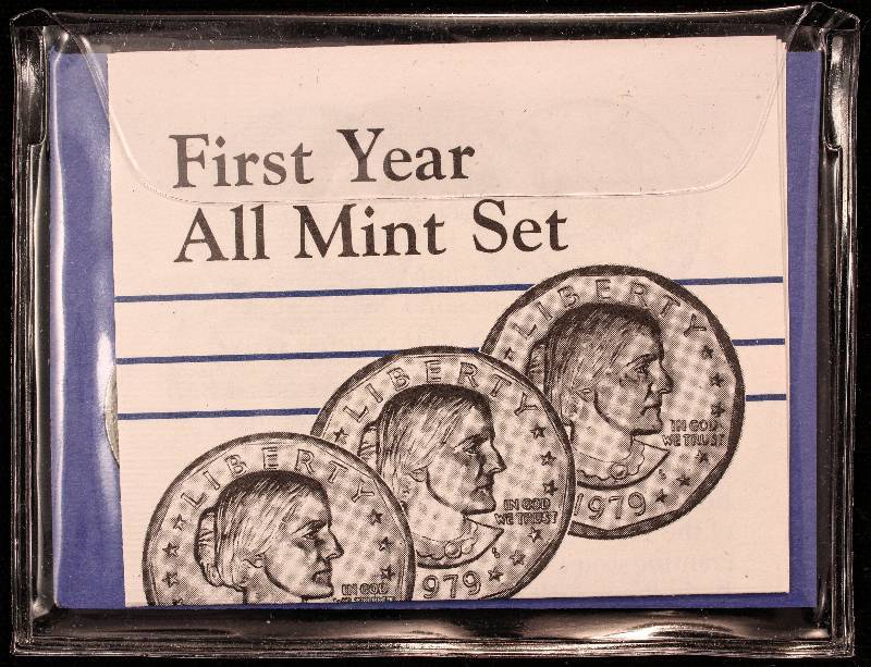 lot 16 image: GROUP OF 3 SUSAN B ANTHONY DOLLARS 1979 P-D-S BU