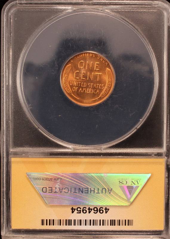 lot 35 image: 1956-D LINCOLN WHEAT CENT MS66 RED ANACS