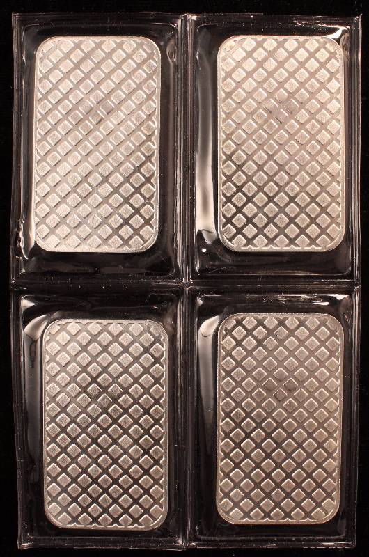 lot 58 image: (4) 1 TROY OZ. .999 FINE SILVER BARS WALKING LIBERTY DESIGN SEALED