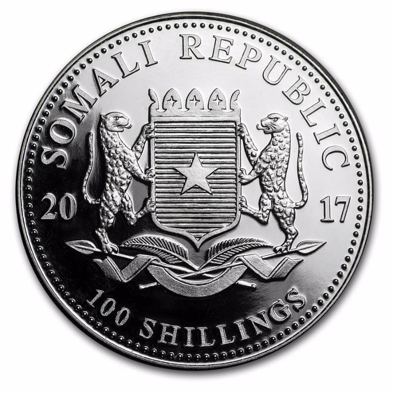 lot 01 image: 2017 SOMALI REPUBLIC SILVER ELEPHANT 1 TROY OZ. .999 FINE SILVER