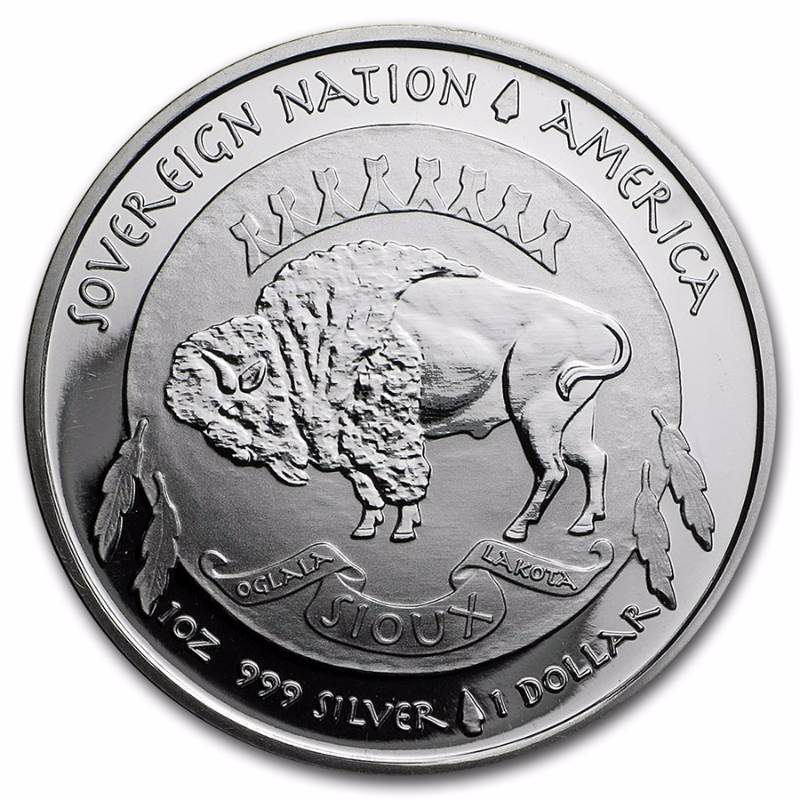 lot 29 image: 1 TROY OZ. .999 FINE SILVER SIOUX INDIAN NATIVE AMERICAN MINT